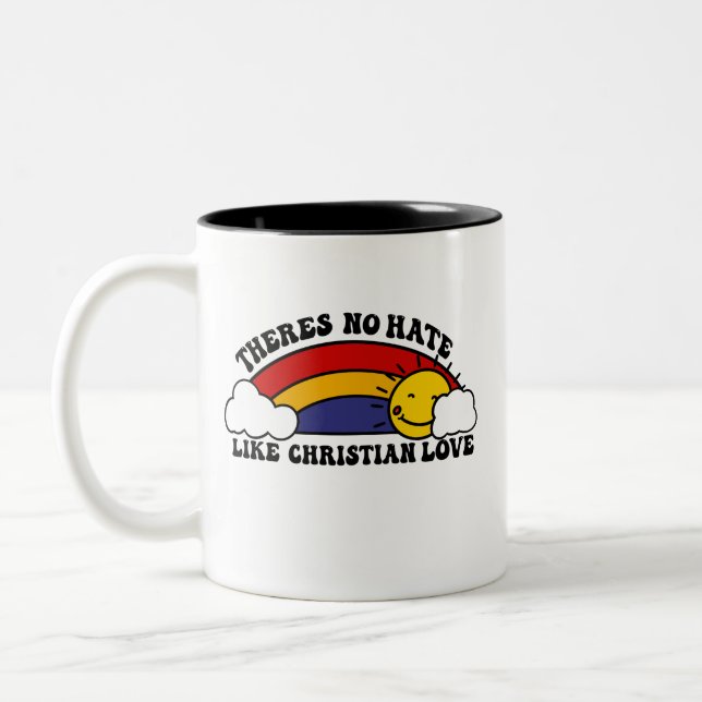Kein Hass wie Christlicher Regenbogen Zweifarbige Tasse (Links)