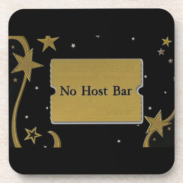 Kein Host Bar Wedding Gold Stars und Black Getränkeuntersetzer (Vorderseite)