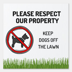 Kein Hund auf Rasenfläche - Schild für Hunde im Fr
