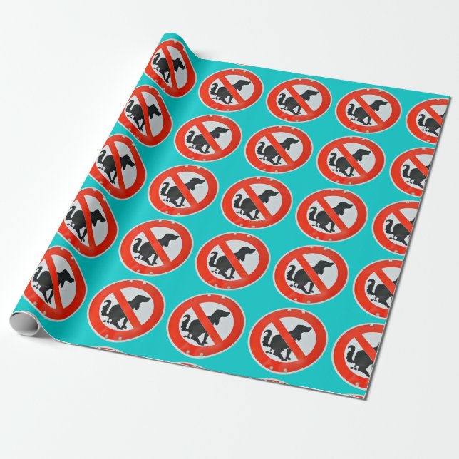 Kein Hund kacken Poo Zeichen Geschenkpapier (Ungerollt)