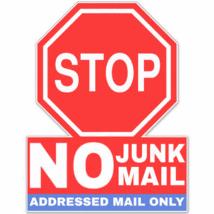 Kein Junk-Mail-Schild - Stoppen Sie ausschließlich Aufkleber