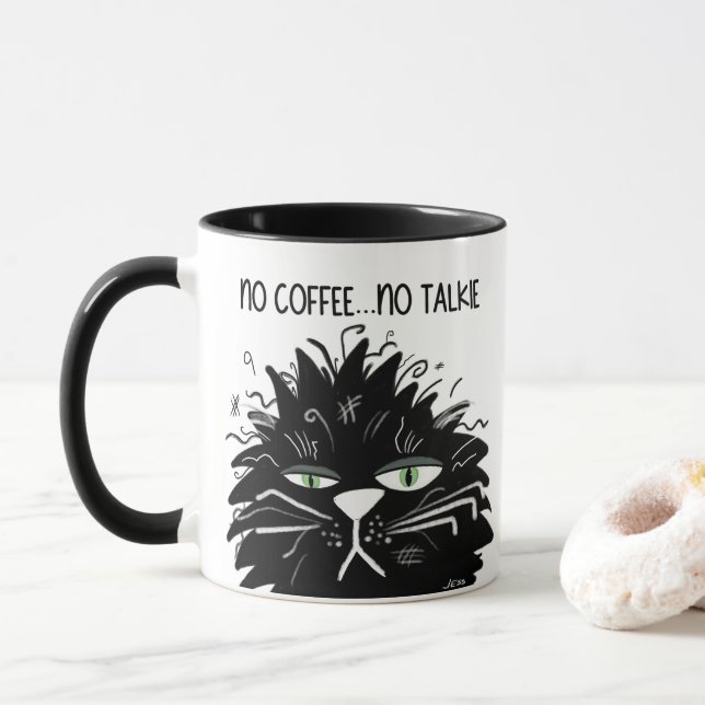 Kein Kaffee Keine Talkie Müde schwarzen Mad Chat F Tasse (Mit Donut)