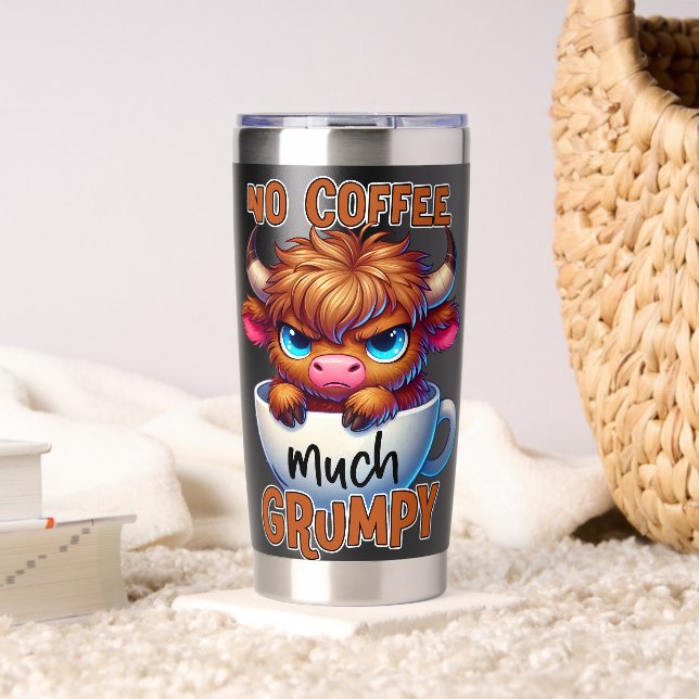 Kein Kaffee viel mürrisch  Thermobecher (Wohnzimmer (gedreht))