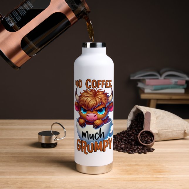 Kein Kaffee viel mürrisch  Trinkflasche (Kaffee (gedreht))
