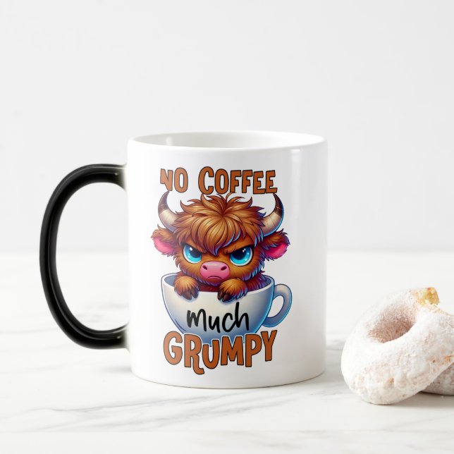Kein Kaffee viel mürrisch  Verwandlungstasse (Mit Donut)