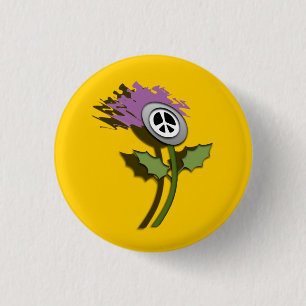 Kein Kernwaffen-schottischer Distel-Cartoon Button