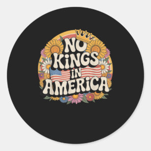 Kein König in Amerika Patriotisches Vintage-Grafik Runder Aufkleber