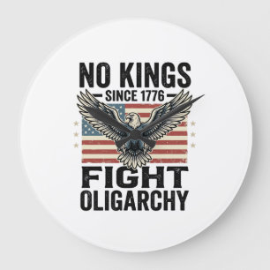 Kein König seit 1776 Patrioten Adler Vintage-Shirt Große Wanduhr