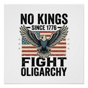 Kein König seit 1776 Patrioten Adler Vintage-Shirt Poster