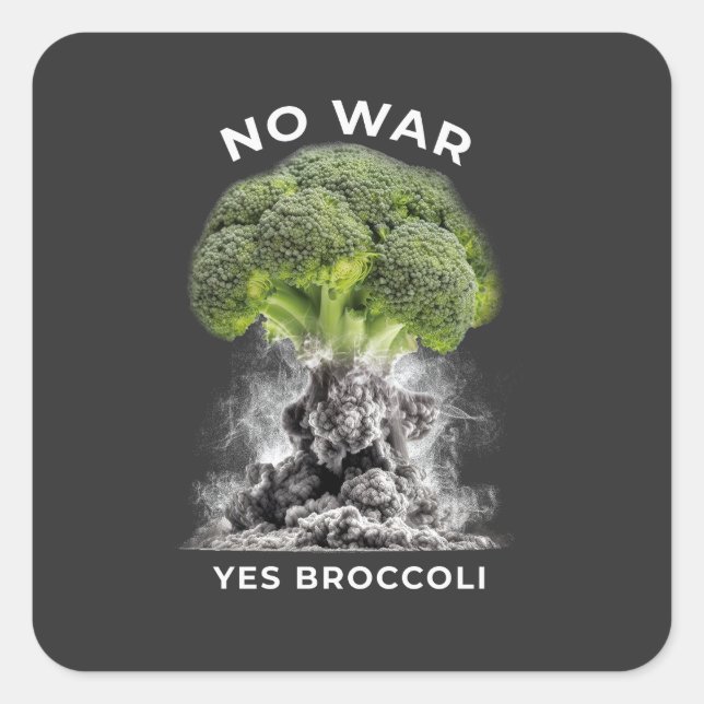 KEIN KRIEGSJA BROCCOLI QUADRATISCHER AUFKLEBER (Vorderseite)