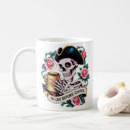 Kein Leben vor Kaffee Funny Skelett Kaffeetasse