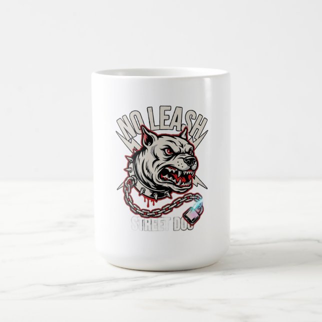 Kein Leine Pitbull Langarmshirt Kaffeetasse (Mittel)