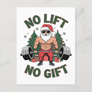 Kein Lift kein Geschenk Funny Santa Claus Gym Fitn Ankündigungspostkarte