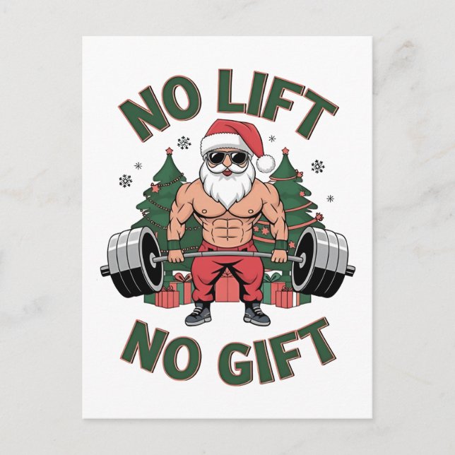 Kein Lift kein Geschenk Funny Santa Claus Gym Fitn Ankündigungspostkarte (Vorderseite)