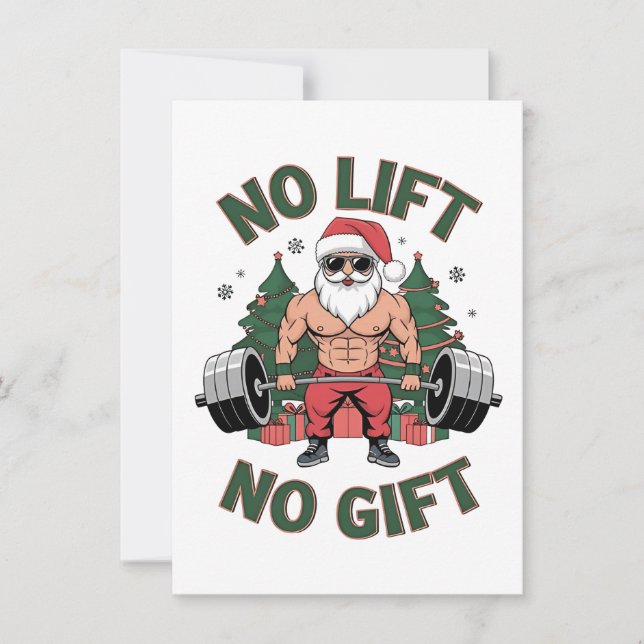 Kein Lift kein Geschenk Funny Santa Claus Gym Fitn Einladung (Vorderseite)