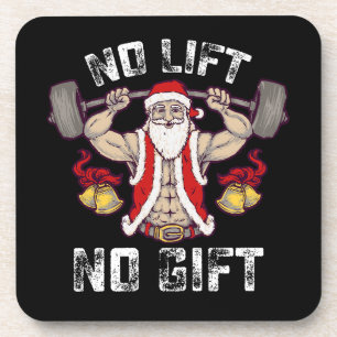 Kein Lift kein Geschenk Santa Gym Workout Fitness  Getränkeuntersetzer