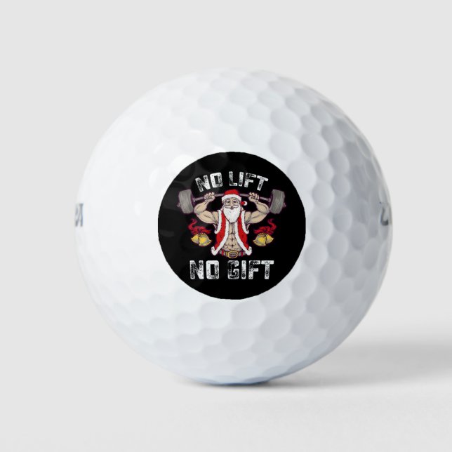 Kein Lift kein Geschenk Santa Gym Workout Fitness  Golfball (Vorderseite)