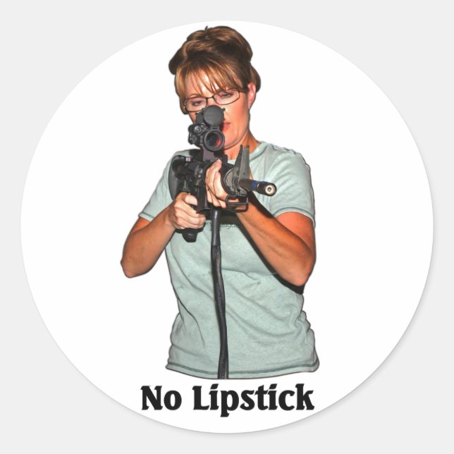 Kein Lipstick Runder Aufkleber (Vorderseite)