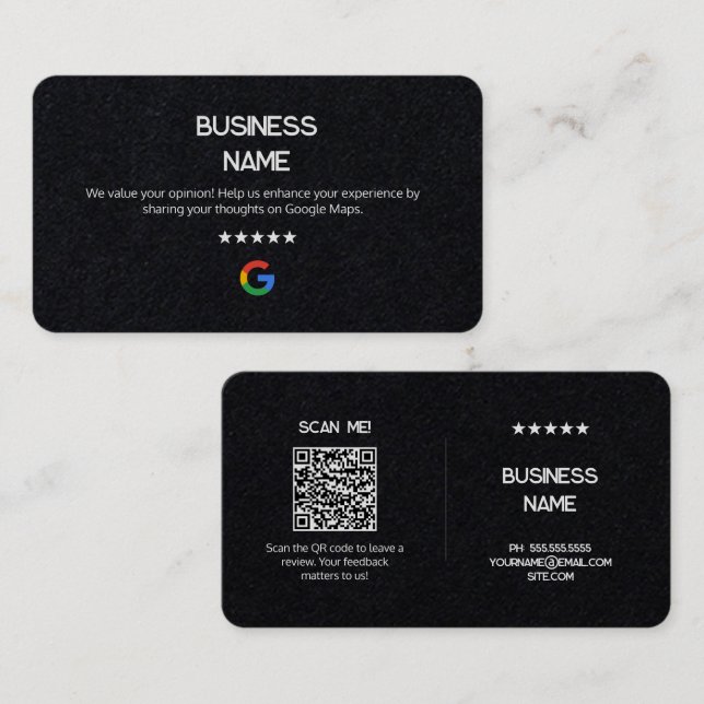 📲 Kein Logo Einfache Google Review Premium Cards Visitenkarte (Vorne/Hinten)