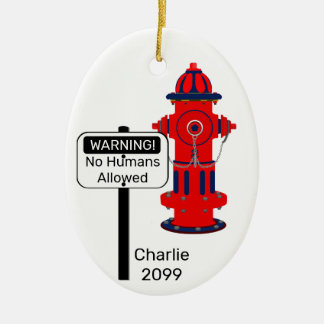 Kein Mensch erlaubte Feuer Hydrant Oval Keramik Ce Ornament