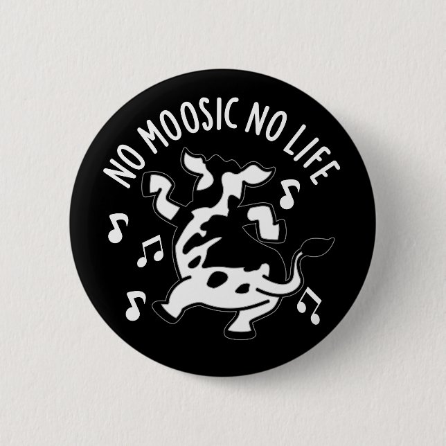 Kein moosic No Life Funny Cow Puff Dark BG Button (Vorderseite)
