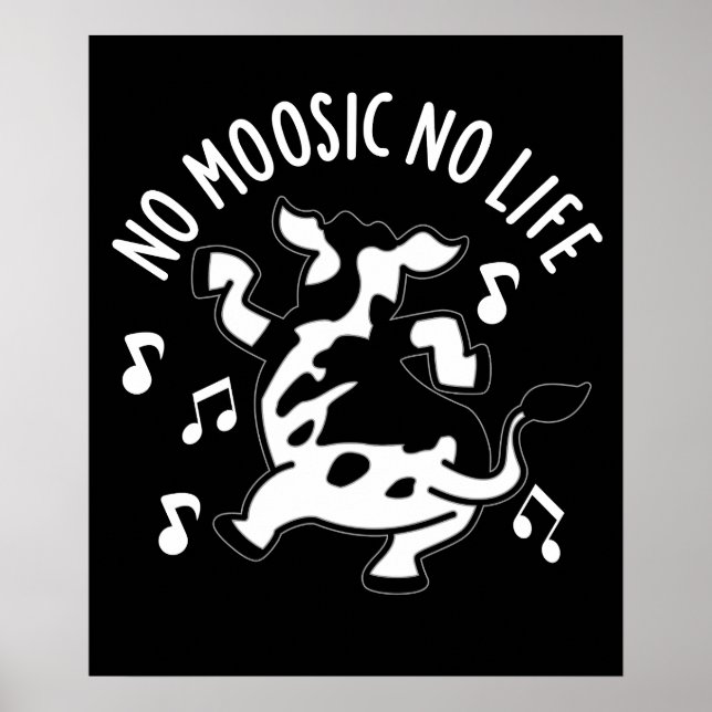 Kein moosic No Life Funny Cow Puff Dark BG Poster (Vorne)