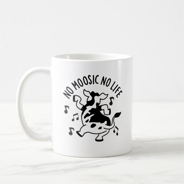 Kein moosic No Life Funny Cow Puff Kaffeetasse (Links)