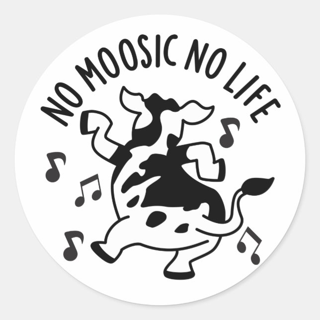 Kein moosic No Life Funny Cow Puff Runder Aufkleber (Vorderseite)