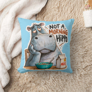 🦛😴 Kein Morgen-Hippopotamus – Lustiges Wurfkisse Kissen