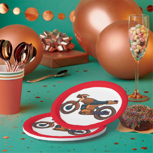 Kein Motorrad-Straßenzeichen Pappteller