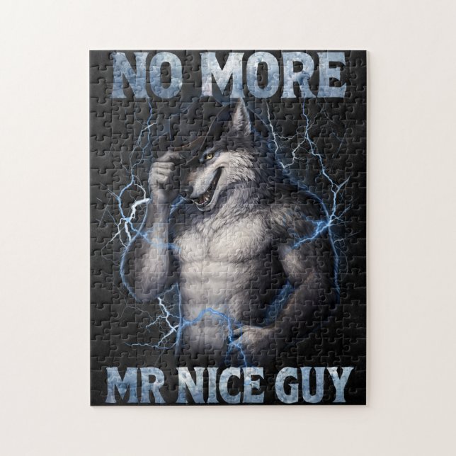 Kein Mr Nice Guy mehr Lustiges Alpha-Wolf-Meme Geh Puzzle (Vertikal)