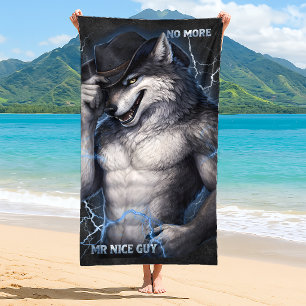 Kein Mr Nice Guy mehr Lustiges Alpha Wolf Meme Geh Strandtuch