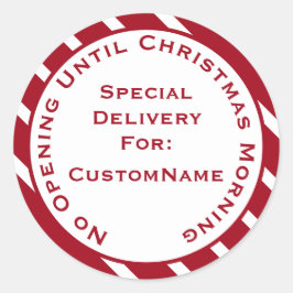 Kein Öffnen bis Weihnachten Vormittag Weihnachtsge Runder Aufkleber