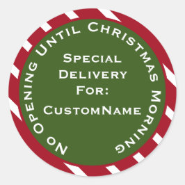 Kein Öffnen bis Weihnachten Vormittag Weihnachtsge Runder Aufkleber