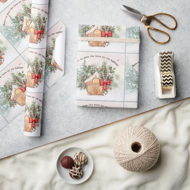 Kein Ort wie Zuhause | Lebkuchen Weihnachten im Ha Geschenkpapier (Kunsthandwerk)