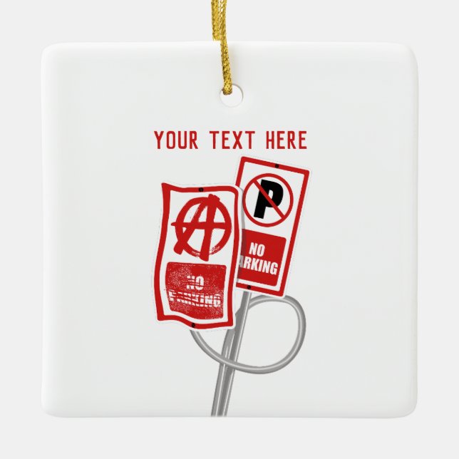 Kein Parken Anarchie Schild Keramikornament (Vorderseite)