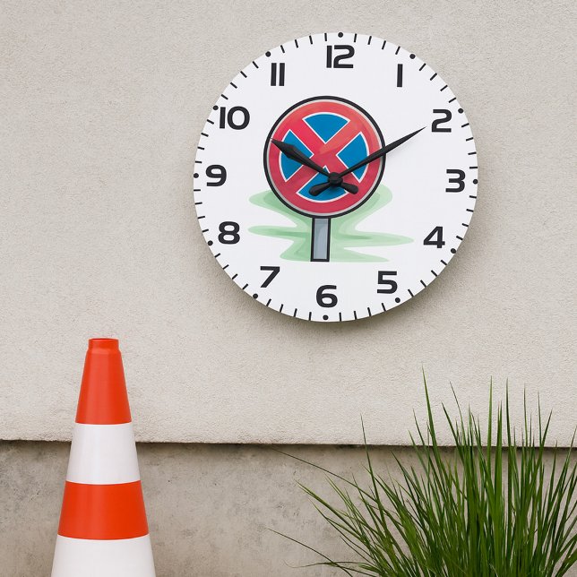 Kein Parking Road Sign Red Blue Verkehrszeichen Große Wanduhr (Von Creator hochgeladen)