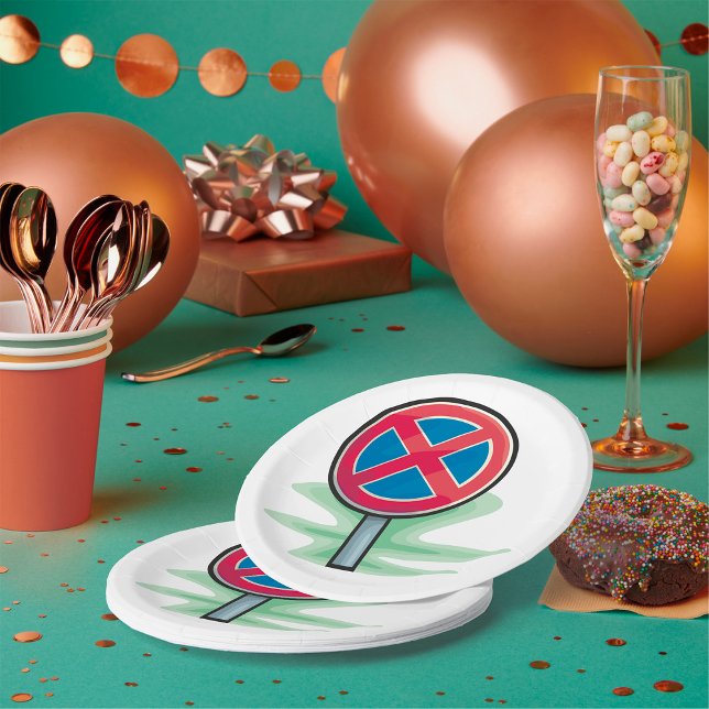 Kein Parking Road Sign Red Blue Verkehrszeichen Pappteller (Von Creator hochgeladen)