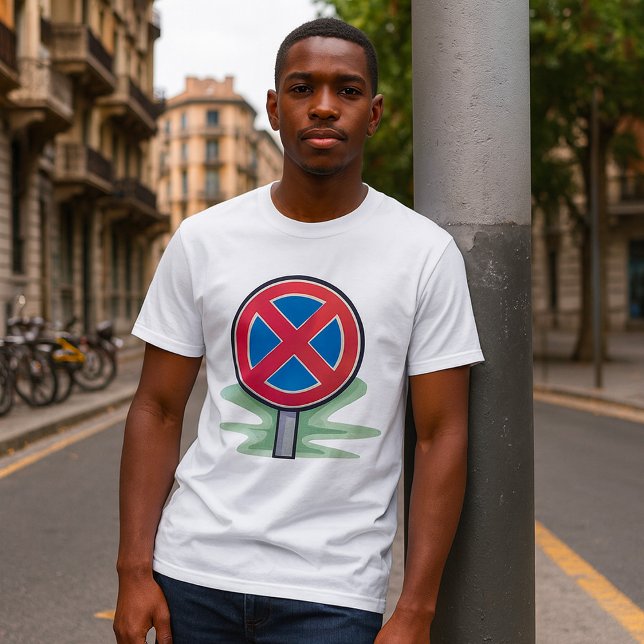 Kein Parking Road Sign Red Blue Verkehrszeichen T-Shirt (Von Creator hochgeladen)