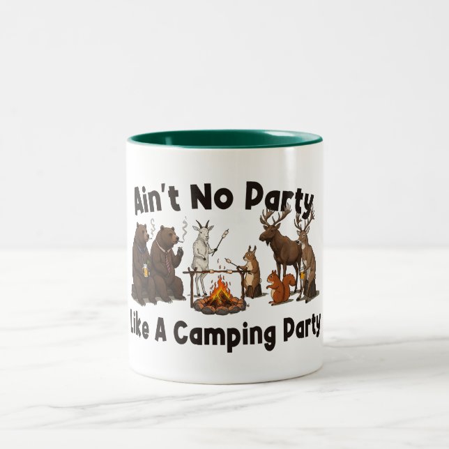 Kein Party wie ein Camping-Party Zweifarbige Tasse (Mittel)