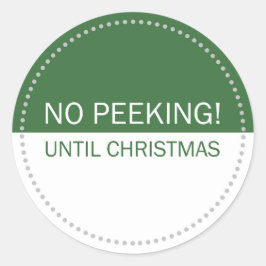 Kein Peeking bis Weihnachten Grün und Weiß Runder Aufkleber
