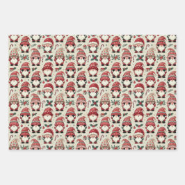 Kein Peeking Illustrierter Gnome Weihnachtsfeierta Geschenkpapier Set