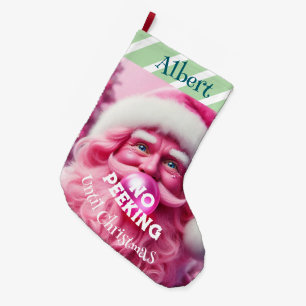 Kein Peeking Pink Blase Gum Santa Individuelle N Großer Weihnachtsstrumpf