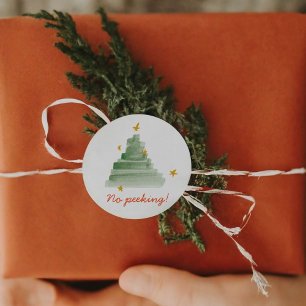 Kein Peeking Starlit Wasserfarbe Weihnachtsbaum Runder Aufkleber
