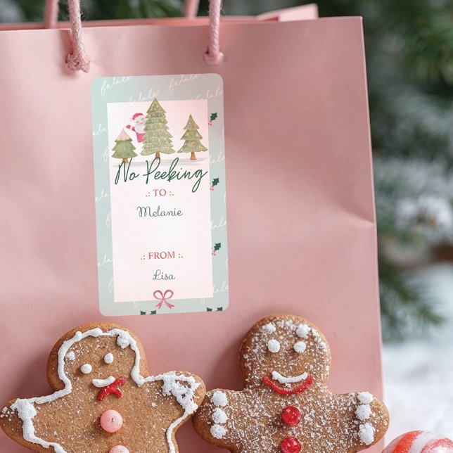 Kein Peeking Weihnachtsmann versteckt, Weihnachtsb (No Peeking Santa Claus Hiding, Christmas Tree Label)