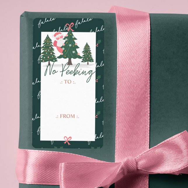 Kein Peeking Weihnachtsmann versteckt, Weihnachtsb (No Peeking Santa Claus Hiding, Christmas Tree Label)