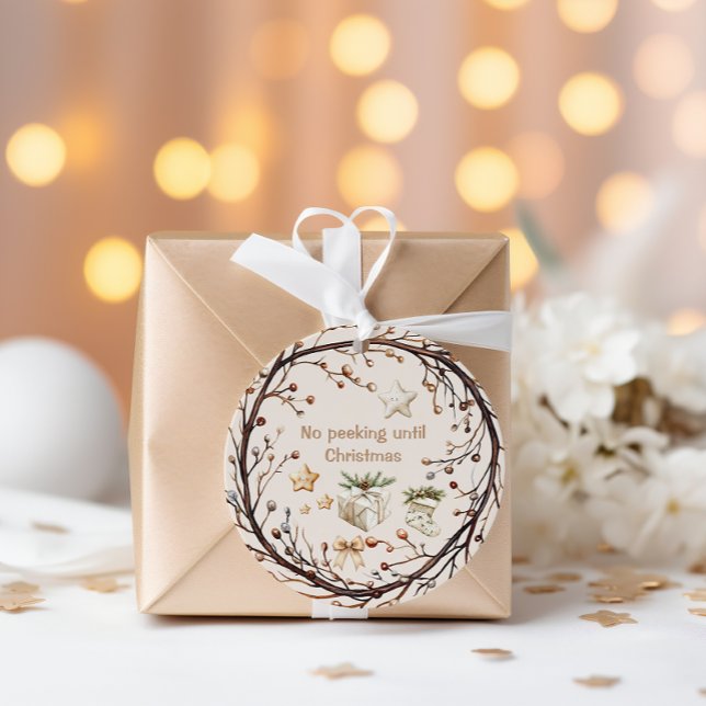 Kein Pinkeln bis Weihnachten Rustikal Runder Aufkleber (Von Creator hochgeladen)