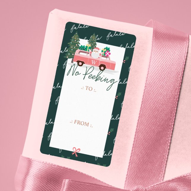 Kein Pinkeln von Santa's Comin' to Town Pink Retro (No Peeking Santa's Comin' To Town Pink Retro Van Label)