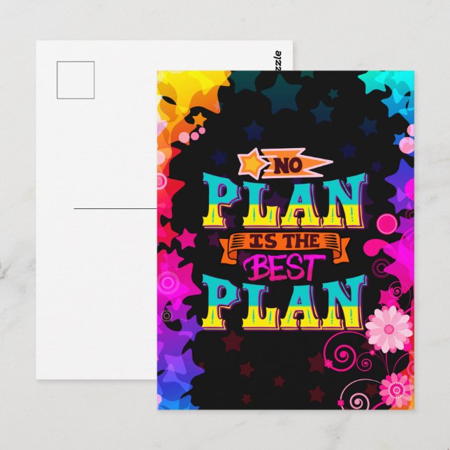 Kein Plan ist der beste Plan | farbige Sterne Postkarte (Vorne/Hinten)