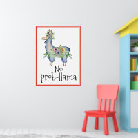 Kein Prob-Lama Funny Floral Llama Kids Room